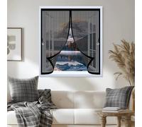 Ventana Magnética 80 x 90 cm Cierre Automático de Arriba a Abajo, Mantiene El Aire Fresco Dentro y Los Bichos Fuera Cortina Mosquiteras para Todas Las Ventana, Negro