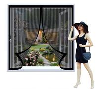 Ventana Magnética 80 x 90 cm Varios Tallas, Cierre Automático, No Requiere Herramientas, Mantiene El Aire Fresco Mosquitera Antimosquitos Imantada para Todas Las Ventana, Negro
