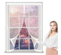 Ventana Magnética 85 x 150 cm Varios Tallas, Cierre Automático, No Requiere Herramientas, Mantiene El Aire Fresco Mosquitera Cortina Ventana para Todas Las, Blanco