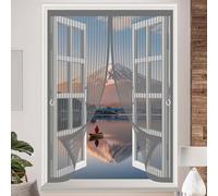 Ventana Magnética 85 x 90 cm Cierre Automático de Arriba a Abajo, Mantiene El Aire Fresco Dentro y Los Bichos Fuera Cortina Mosquiteras para Todas Las Ventana, Gris