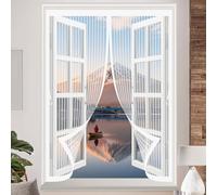 Ventana Magnética 85 x 90 cm Cierre Automático de Arriba a Abajo, Mantiene El Aire Fresco Dentro y Los Bichos Fuera Cortina Mosquiteras para Todas Las Ventana, Blanco