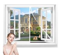 Ventana magnética para Ventana,205x125cm Mosquitera Puerta reversible izquierda derecha abertura superior media antidesgarro malla con imán Blanco