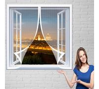 Ventana Mosquiteras para Puertas 135 x 155 cm Malla Anti Insectos para Puerta Cierra Automáticamente sin Taladrar Instalacin Fcil Cortina para Ventana para Pasillos/Ventana, Blanco
