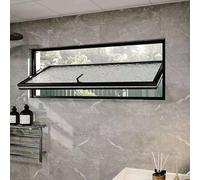 Ventana para sótano con vidrio templado, ventana abatible de aluminio con rotación de 360°, ideal para cobertizos y baños - Tamaño personalizable(Nero,34x33in/86x84cm (LxH))