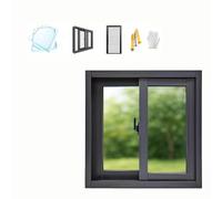 Ventana pequeña de cobertizo negra con marco de aluminio de vidrio templado con bloqueo, diseño deslizante de 21 x 15 pulgadas con pantalla, perfecto para reemplazo de sótano de graneros de garaje