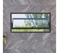 Ventana pivotante de aleación de aluminio, ventana abatible con giro de 360°, diseño anti-miradas con función de ventilación y entrada de luz, para baño y cocina(Black A,60x45cm/23.6x17.7in)
