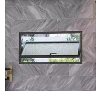 Ventana pivotante de aleación de aluminio, ventana abatible con giro de 360°, diseño anti-miradas con función de ventilación y entrada de luz, para baño y cocina(Black C,85x65cm/33.5x25.6in)