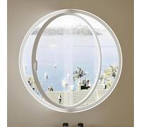 Ventana pivotante Redonda, Ventana Circular giratoria para el hogar con Manilla con Cerradura para dormitorios/duchas/cobertizos, Ventana Decorativa Blanca de 40 cm/15,75 Pulgadas