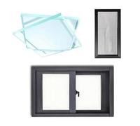 Ventana plegable a prueba de robos Ventana de repuesto gris for sótano, 45x48cm/18x19in, con mosquitera desmontable for mayor luminosidad(WxH 45x140cm/18x56in)