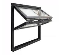 Ventana plegable de aluminio con mango de bloqueo para camión de alimentos, cafetería y soporte de concesión, ventana deslizante vertical para servir