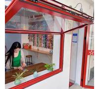 Ventana Plegable De Aluminio con Marco Inferior, Tamaño Personalizable para Cafetería Y Puesto, Película Solar Y Guantes Incluidos(Red,WxH 32x42in/81x107cm)