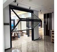 Ventana Plegable De Aluminio con Marco Inferior, Tamaño Personalizable para Cafetería Y Puesto, Película Solar Y Guantes Incluidos(Black,WxH 34x50in/86x127cm)