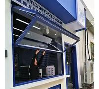 Ventana Plegable De Aluminio con Marco Inferior, Tamaño Personalizable para Cafetería Y Puesto, Película Solar Y Guantes Incluidos(Blue,WxH 34x36in/86x91cm)