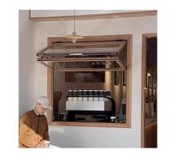 Ventana plegable de aluminio de madera marrón G doble para servicio de catering, vista a la playa, altura ajustable (96 x 41 cm), perfecta para tiendas y eventos