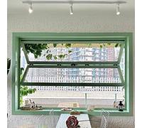 Ventana Plegable De Aluminio, Ventana Abatible Doble Hoja con Marco Inferior, Ventana De Servicio Personalizable para Food Truck, Negocio, Cafetería O Puesto De Venta(Green,WxH 24x24in/61x61cm)