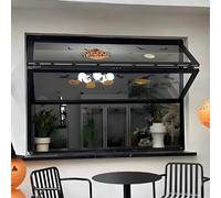 Ventana Plegable Food Truck, Ventana De Servicio Empotrada, Marco Aluminio, Vidrio Deslizante, Doble Hoja Personalizable Para Flor/café(Black,WxH 36x40in/91.4x101.6cm)