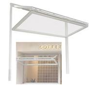 Ventana Plegable Hacia Arriba, Ventana de servicio plegable con cerradura de manija, marco de aluminio, vidrio de 5 mm(White,WxH 36x36in/91.4x91.4cm)