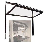 Ventana Plegable Hacia Arriba, Ventana de servicio plegable con cerradura de manija, marco de aluminio, vidrio de 5 mm(Black,WxH 28x40in/71.1x101.6cm)