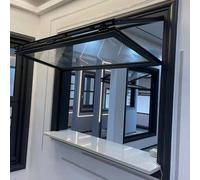 Ventana Plegable Interior de Doble Guillotina - Aleación de Aluminio Vidrio Reforzado Cerraduras, Ventana Plegable Personalizable para Concesiones Comerciales(Black,WxH 40x44in/101.6x111.7cm)