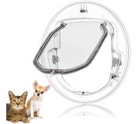 Ventana Puerta de Mascota de 4 vías con Cerradura para Gato, Cachorro Perro Puerta con Cerradura, Puerta Redonda Transparente para Ventana de Pantalla Puerta corredera de Cristal Ventana de Cristal