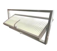 Ventana Rectangular de Metal empotrada con Vidrio Estriado, rotación de 360°, con Eje Central, manija y burlete (Blanca, 60 x 30 cm/23,62 x 11,81 Pulgadas)