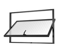 Ventana rectangular para casa Ventana corredera giratoria 360°, Instalación empotrada, Marco de aluminio, Vidrio templado, De una sola hoja(58x26in/145x65cm)