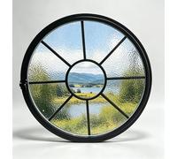 Ventana Redonda con Marco de Aluminio, Rotación 360° con Cristal, Ventana de Obra con Manilla de Bloqueo, Ventana Redonda Giratoria para Baño y Cocina(B,80cm/31.3in)