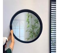 Ventana Redonda corredera empotrada, Ojo de Buey Giratorio de 360° con manijas, Ventana ventilada de Vidrio de Seguridad para baño o Cocina, Color Negro, 3,85 cm / 33 Pulgadas