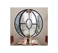 Ventana Redonda de aleación de Aluminio, giratoria de 40-100 cm con manijas y burlete, para cobertizo con Vidrio Templado de 5 mm de Espesor (Negra, 90 cm)