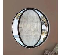 Ventana Redonda giratoria de 360° de Cristal Templado Negro con Manilla - Aleación de Aluminio para decoración del hogar, Ideal para baño y Sala de Estar - Diseño Elegante y Duradero