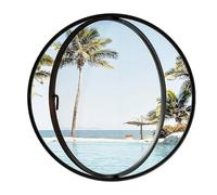 Ventana redonda giratoria de 360°, marco de aluminio de vidrio templado de 5 mm, 40 cm-100 cm, diseño de pivote suave ajustable, ajuste universal para el hogar, cafetería, puesto de comida (negro, 100