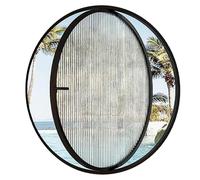 Ventana redonda giratoria de 360°, marco de vidrio templado de 5 mm, 40-100 cm, tamaño ajustable, diseño giratorio liso, universal, apto para puestos de comida en casa y bar (negro, 60 cm)
