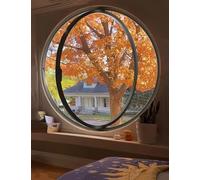 Ventana Redonda giratoria de 360°, Montaje Empotrado, aleación de Aluminio, Vidrio Templado Giratorio, reemplazo de Ventana para ático, Dormitorio, Cocina, Negro, 3,55 cm/21,6 Pulgadas
