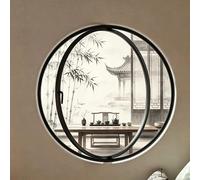 Ventana Redonda Giratoria de 360°, Ventana de Ojo de Buey de Aleación de Aluminio con Vidrio Templado de 5mm y Manija, Ventana de Ventilación Moderna para Baño, Cocina, Sótano(Nero,80cm)