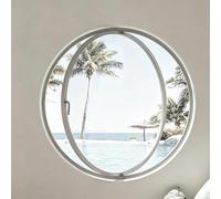 Ventana Redonda Giratoria de 360°, Ventana de Ojo de Buey de Aleación de Aluminio con Vidrio Templado de 5mm y Manija, Ventana de Ventilación Moderna para Baño, Cocina, Sótano(Wit,50cm)