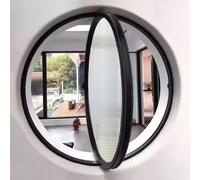 Ventana Redonda giratoria de aleación de Aluminio, Ventana de Ojo de Buey de Vidrio Templado con manija para decoración de Pared, Ventana abatible para Cocina y hogar, Color Negro, 1,30 cm/1
