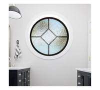 Ventana redonda giratoria, Ventana de ventilación vidrio templado con marco aluminio redondo, rotación 360 grados, color negro, 40-120cm