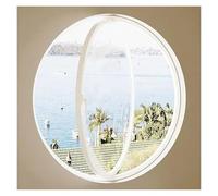 Ventana redonda para cobertizo de montaje empotrado, vidrio templado aislado, giratorio, ventilación, mango de metal con bloqueo, repuesto para decoración del hogar (blanco-C, diámetro 80 cm)