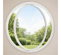 Ventana Redonda Rotación de 360°, Ojo de Buey con Asa Ventilado, Ventana Pivotante Aleación de Aluminio + Vidrio Templado, Decorativo para Áticos Baños Pasillos(White C,80 CM/31.3 in)
