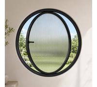Ventana Redonda Rotación de 360°, Ojo de Buey con Asa Ventilado, Ventana Pivotante Aleación de Aluminio + Vidrio Templado, Decorativo para Áticos Baños Pasillos(Black B,55 CM/21.6 in)