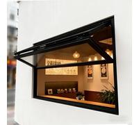 Ventana Servicio Plegable Aleación Aluminio, Ventana Corrediza Vertical Para Concesiones, Ventanas Hoja Plegables Expendedoras, Ventanas Corredizas Superiores Inferiores Apertura 85°(Black,70x80 cm)