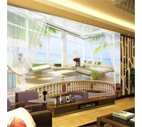 Ventana Simple Fresca Sea View Tree 3D Papel Pintado Pared Premium Textura Seda Estudio Comedor Vinilos Dormitorio Sofás TV Cocina-430cm×300cm