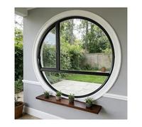 Ventana Ventana Redonda De Vidrio Templado, Ventana De Cobertizo De Aleación De Aluminio De Montaje Empotrado, Ventanas De Ventilación De Iluminación Personalizables Con Manijas(Black,111 cm/43.7 in)