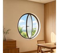 Ventanas Aluminio de ojo de Buey Redondas con Giro de 360° Ventana Abatible de Vidrio Templado para Decoración del Hogar en Baños, Cocinas, Dormitorios y Salas de estar(Nero,55cm/21.6in)