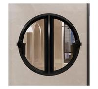 Ventanas Batientes Ventana Redonda Con Marco De Aluminio, Ventana Abatible De Vidrio Templado, Ventana De Ventilación De Repuesto, Ventana De Ático Para Decoración De Hogar Y Tienda(Black,40cm/15.75in
