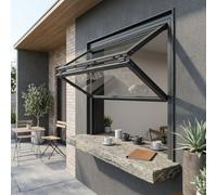 Ventanas correderas plegables personalizables, ventanas de aluminio para casas móviles con marco, apertura hacia arriba y hacia abajo, con manija, vidrio templado, para remolques de comida, cafetería