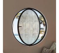 Ventanas correderas Redondas con Eje Central Giratorio para Casas móviles, sótanos, áticos, cocinas, Estudios y dormitorios (Negro, 90 cm/35,4 Pulgadas)