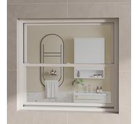 Ventanas correderas verticales con marco de aluminio y vidrio templado Montaje Empotrado Ventanas Corredizas para Cafeterías Escolares o de Comida Rápida(White,70X70CM)