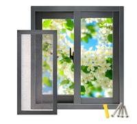 Ventanas corredizas de aleación de aluminio para sótano, bloqueo de vidrio templado de 5 mm y pantalla para baño, cobertizo, garaje, granero, casa de juegos (negro, 26 x 24 pulgadas), solución de