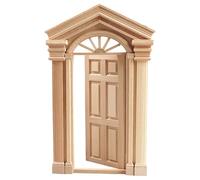 Ventanas de casa de muñecas, muebles de casa de muñecas, puerta de madera de estilo clásico, miniaturas a escala 1/12, escena en miniatura de bricolaje, modelo de puerta sin pintar para accesorios